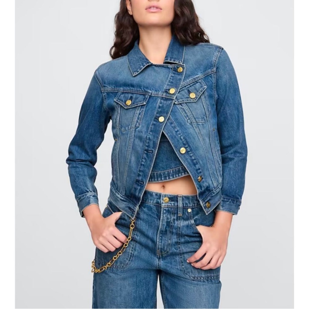 Nwt Gap Cult Gaia - Asymmetrical Denim Jean Jacket Sz Xl